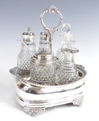 Lot 2037 - A George III silver cruet stand with...