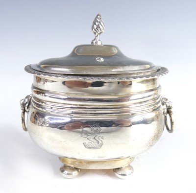 Lot 2091 - An Edwardian silver tea caddy, of oval bombe...
