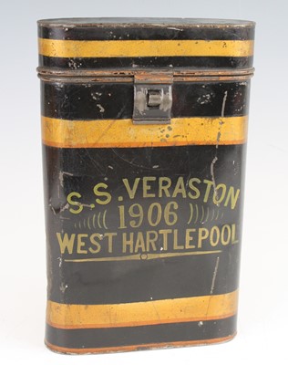 Lot 3163 - An Edwardian toleware document box, of rounded...
