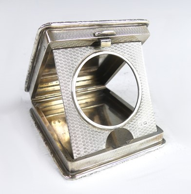 Lot 2053 - An Art Deco silver easel pocket watch stand,...