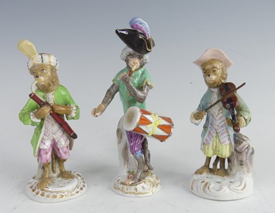 Lot 2023 - A circa 1900 Meissen porcelain monkey band...