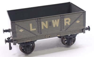 Lot 114 - Bassett-Lowke Gauge 1, 4-plank open wagon, mid...