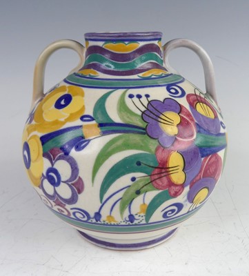 Lot 5 - A 1930s Poole pottery 'Fuschia' pattern twin...