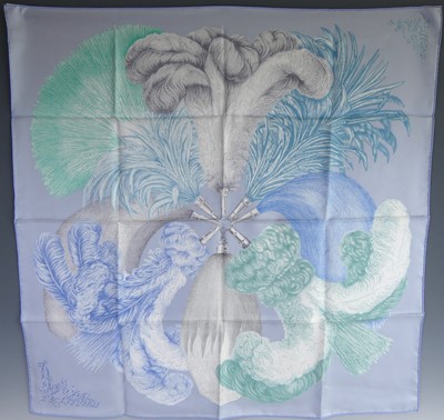 Lot 154 - Hermès - a "Plumets & Panaches" silk scarf,...