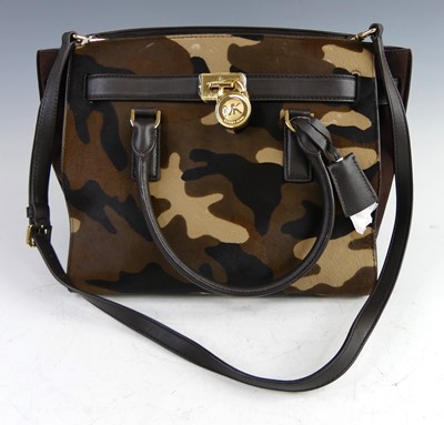 Lot 163 - Michael Kors - a "Tote" bag, camouflage suede...