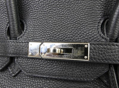 Lot 156 - Hermès - a Birkin 35 black leather handbag,...