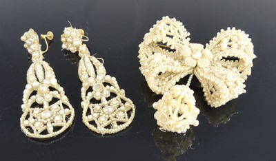 Lot 2107 - An early 19th century seed pearl brooch, the...