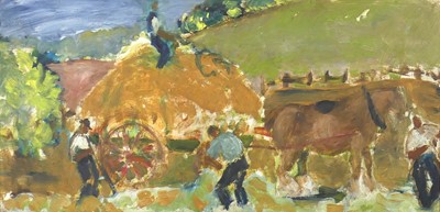 Lot 297 - Manner of Peter Lanyon - The hay cart, oil on...