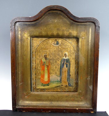 Lot 2193 - A 19th century Russian Orthodox icon,...