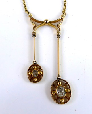 Lot 2126 - An Edwardian 15ct gold diamond set double...