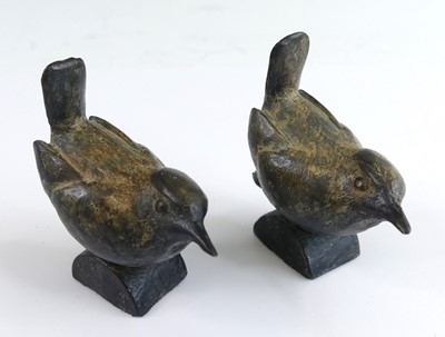 Lot 2168 - A pair of cold painted bronze wrens, numbered...