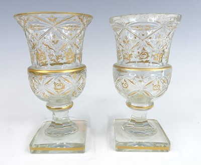 Lot 2029 - A pair of circa 1820 cut glass goblets, each...