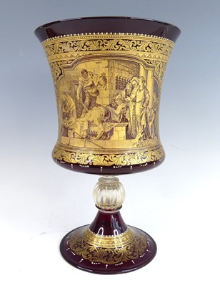 Lot 2028 - A Moser Salviati Venetian ruby glass pedestal...