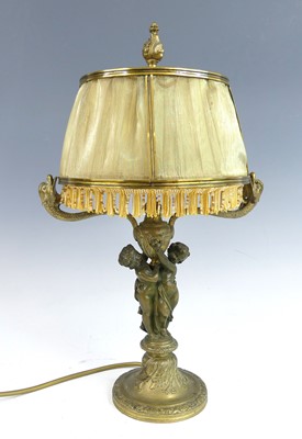 Lot 2157 - An early 20th century gilt brass table lamp,...