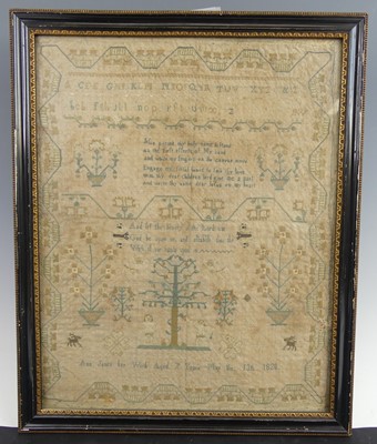 Lot 2191 - Ann Jones - a George IV needlework alphabet,...