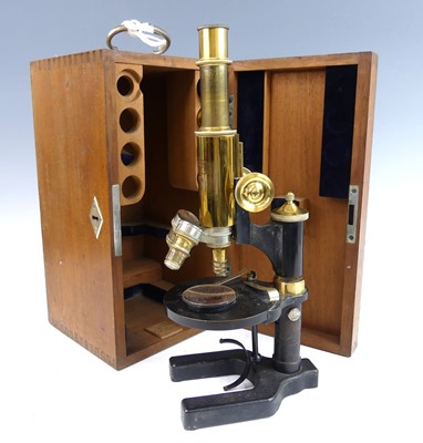 Lot 2184 - A Carl Zeiss Jena lacquered brass and iron...
