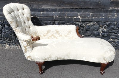 Lot 2299 - A mid-Victorian rosewood framed chaise-longue,...