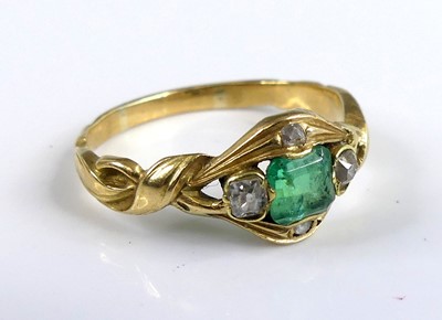 Lot 2102 - A Victorian yellow metal emerald and diamond...