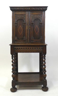 Lot 2335 - A Victorian joined oak cabinet on stand in the...