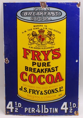 Lot 42 - Enamel advertising sign for Frys Breakfast...