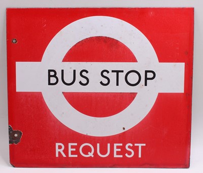 Lot 43 - London Transport Request Bus Stop, in red and...