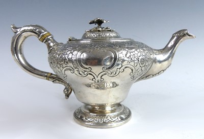 Lot 2145 - A William IV Scottish silver saffron teapot,...