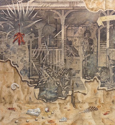 Lot 1058 - John Danvers (b.1947) - Verandah, oil on board,...