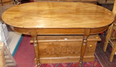 Lot 1232 - A mahogany D-end fixed top dining table, on...