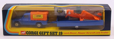 Lot 1375 - Corgi Toys gift set No. 19 Land Rover, Nipper...