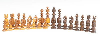 Lot 2399 - A complete set of chess pieces, probably Irish...