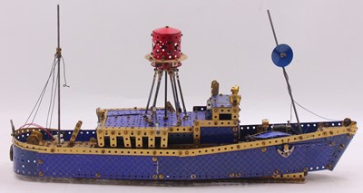 Lot 2076 - Meccano made up model of a light ship, built...
