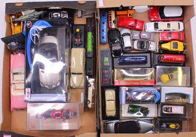 Lot 966 - 2 trays containing mainly 1/18 and 1/43 scale...