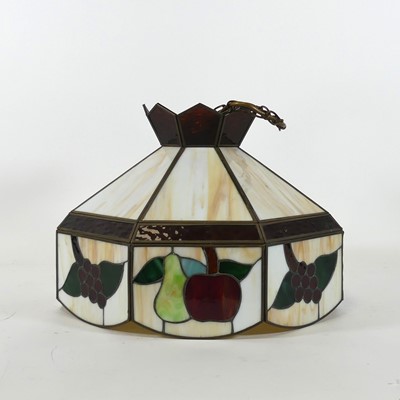 Lot 93 - A Tiffany style glass ceiling light, of...