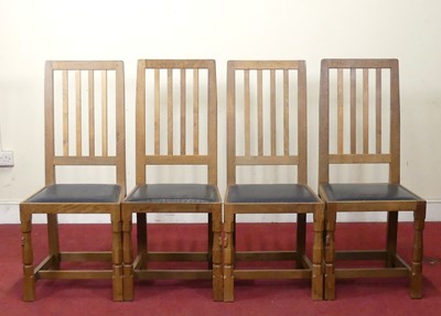 Lot 486 - Robert 'Mouseman' Thompson - a set of four oak...