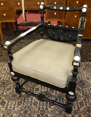 Lot 1250 - A circa 1900, probably colonial, ebonised and...