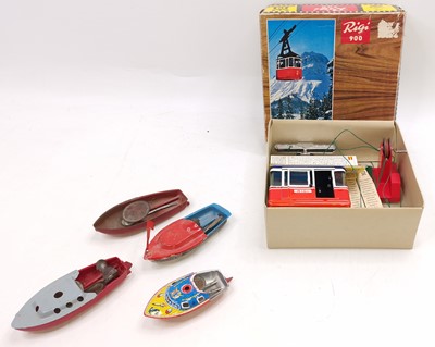 Lot 1874 - Lehmann tinplate cable car, in red and cream,...
