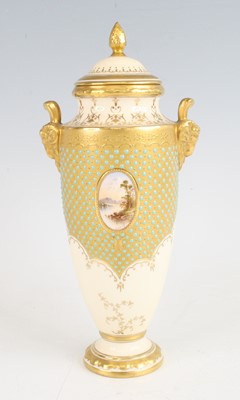 Lot 2053 - A Coalport porcelain pedestal vase and cover,...