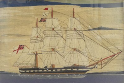 Lot 2419 - A circa 1830 sailor's woolwork depicting a...