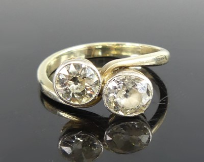 Lot 2334 - A yellow and white metal diamond 'Toi et Moi'...