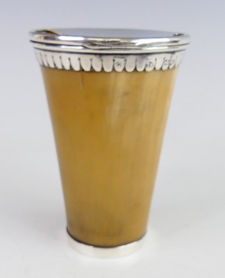 Lot 2098 - A Victorian silver mounted horn beaker, of...