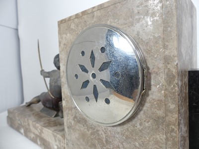 Lot 9 - A French Art Deco variegated marble clock...