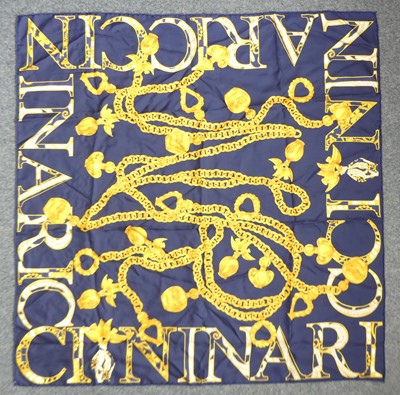 Lot 143 - Nina Ricci - a vintage silk scarf, with chain...