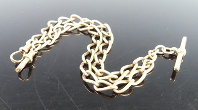 Lot 2350 - A 9ct gold chain link watch chain with Albert...