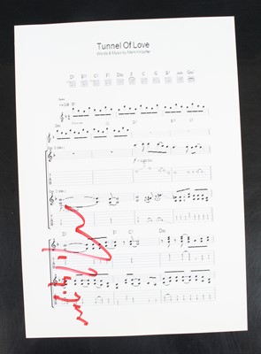 Lot 1360 - Mark Knopfler - Tunnel Of Love, a laminated A4...