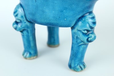 Lot 77 - A pair of Chinese turquoise-glazed ritual wine...