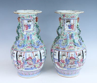 Lot 217 - A pair of large Chinese famille rose figural...