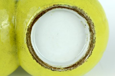 Lot 81 - A rare Chinese lemon-yellow glazed conjoined...