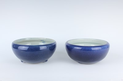 Lot 75 - A pair of Chinese blue-glazed porcelain...