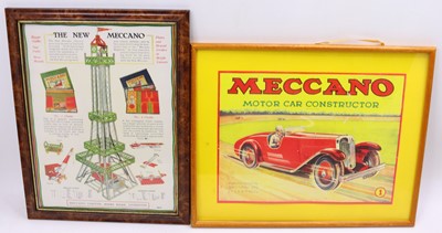 Lot 447 - Two framed Meccano reprints to include a...