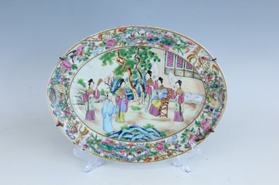 Lot 210 - A Chinese Canton enameled meat plate, Qing...